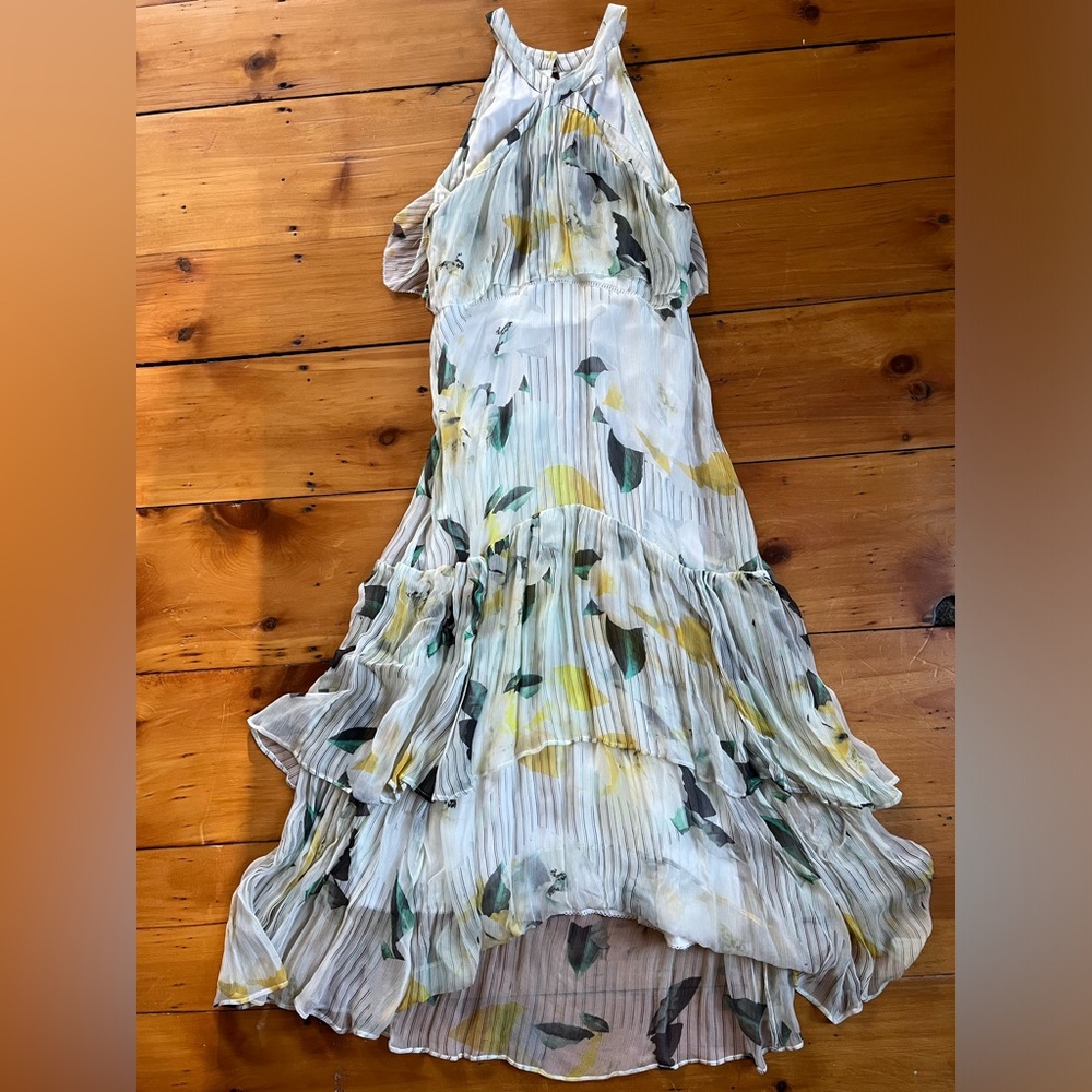 🌿🌼Anthropologie Pleated Tiered Halter Midi Dress, Size 2🌼🌿